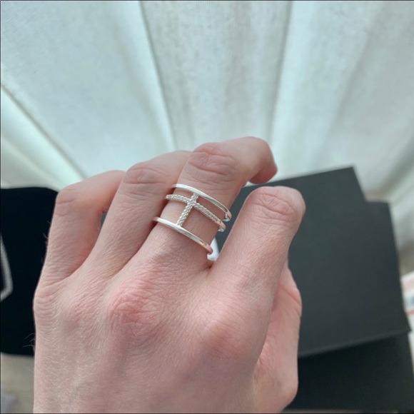 925 Sterling Silver Pave Crystal Multilayer Ring - Picture 7 of 14